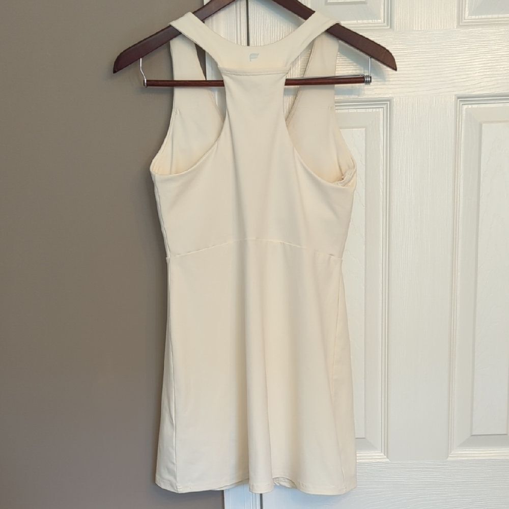Fabletics On-The-Go Built-In Bra Cream Ivory Sleeveless Dress - Picture 3 of 6